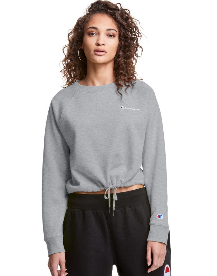 Champion Campus Fleece Cropped Crew Embroidered Script Logo Sweatshirt Dames - Grijs - Belgie 3658RU